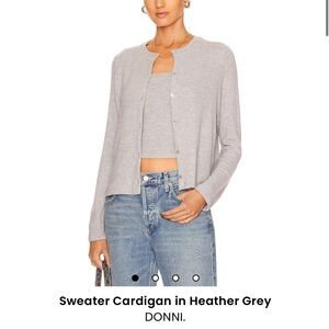 DONNI Heather Grey Button Front Long Sleeve Cardigan Sweater Women's S * 2 snags
